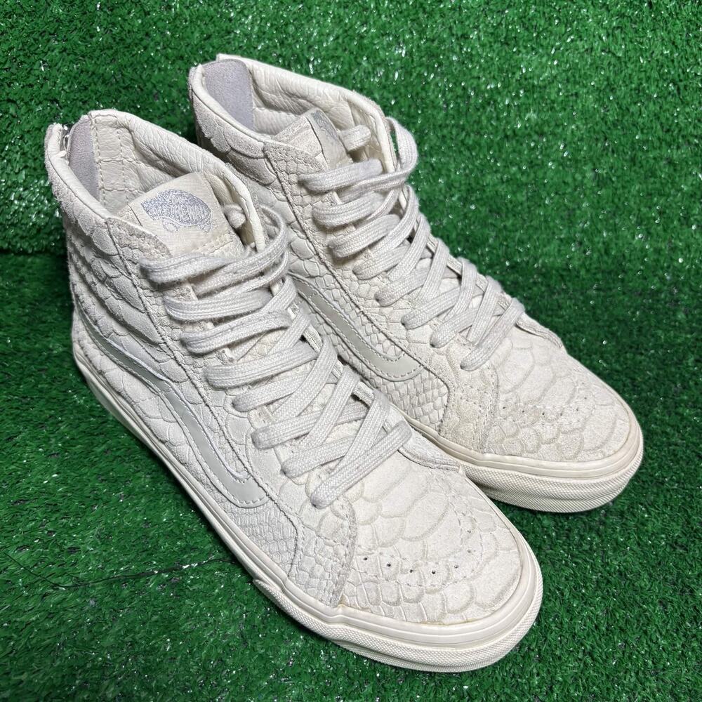 Vans Sk8-Hi Zip Womens 6 Mens 4.5 Cream Snake Shoes 721277